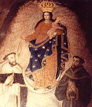 The image of Our Lady of Las Lajas, St. France, and St. Dominic